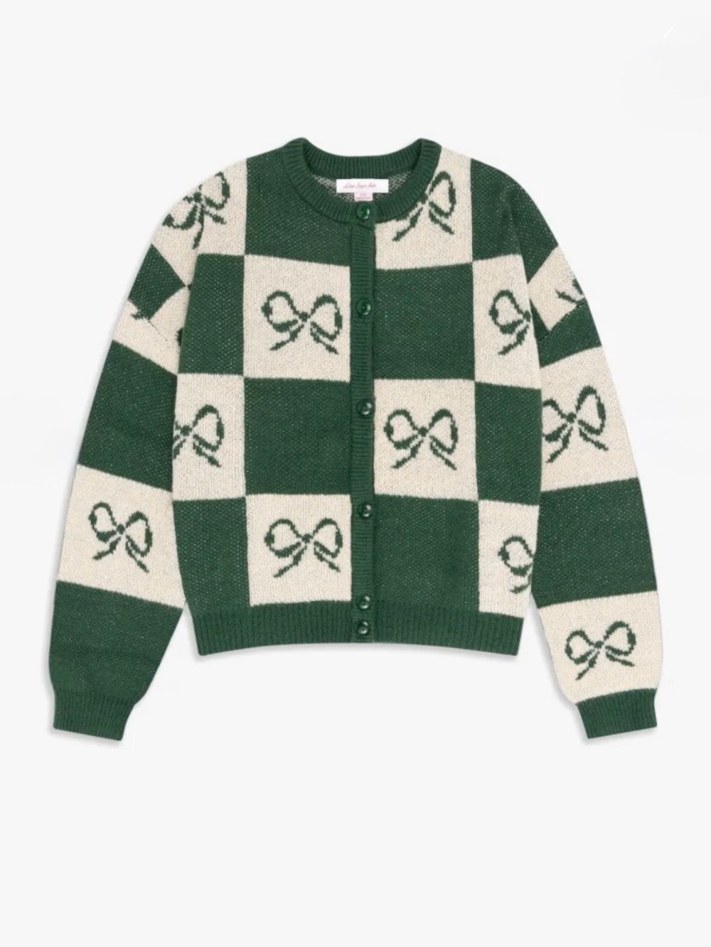 Lisa Says Gah Lauda Cardigan in Green Bow Print